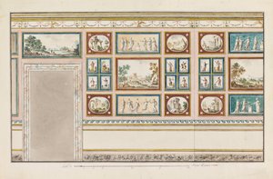 Design for veggdekorasjon med marmorerte og malte paneler av Unbekannt Unbekannt